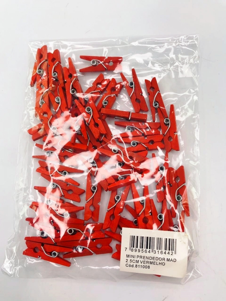Mini Prendedor de Madeira - Vermelho