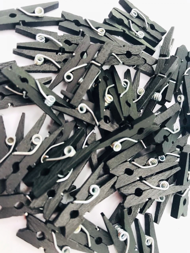 Mini Prendedor de Madeira - Preto