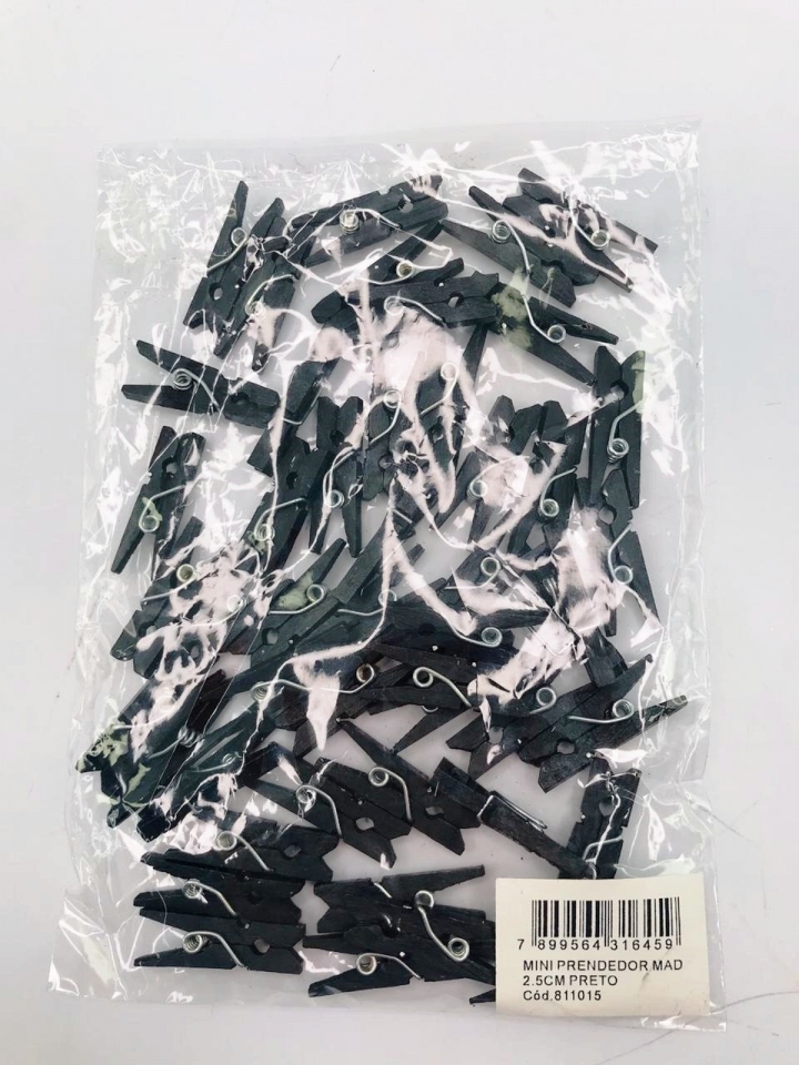 Mini Prendedor de Madeira - Preto