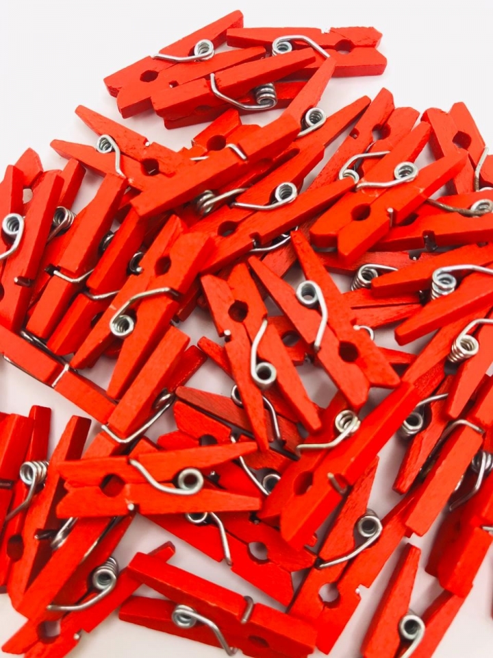 Mini Prendedor de Madeira - Vermelho