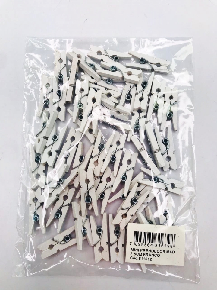 Mini Prendedor de Madeira - Branco