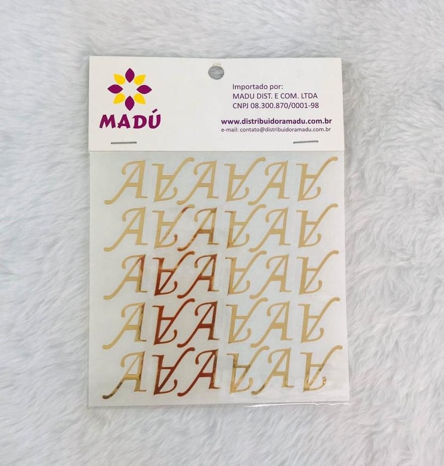 Letra A Adesiva em Cartela - Dourada
