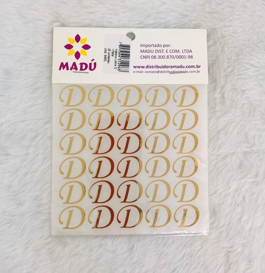 Letra D Adesiva em Cartela - Dourada