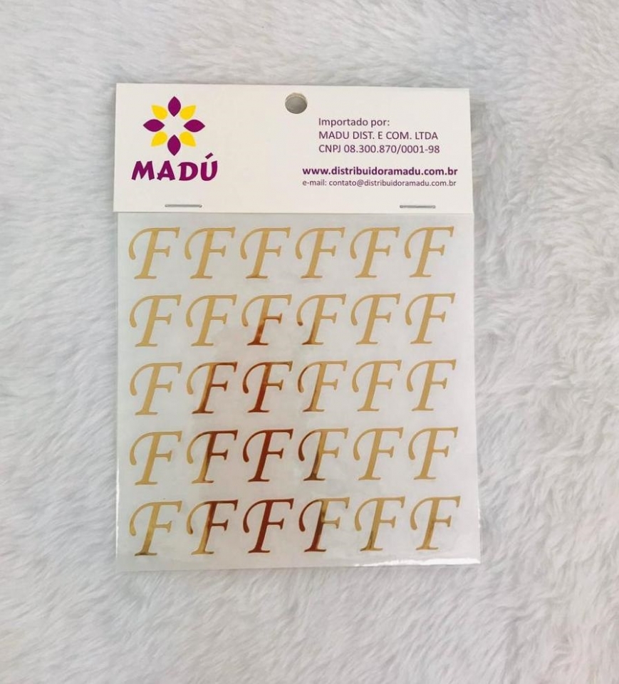 Letra F Adesiva em Cartela - Dourada