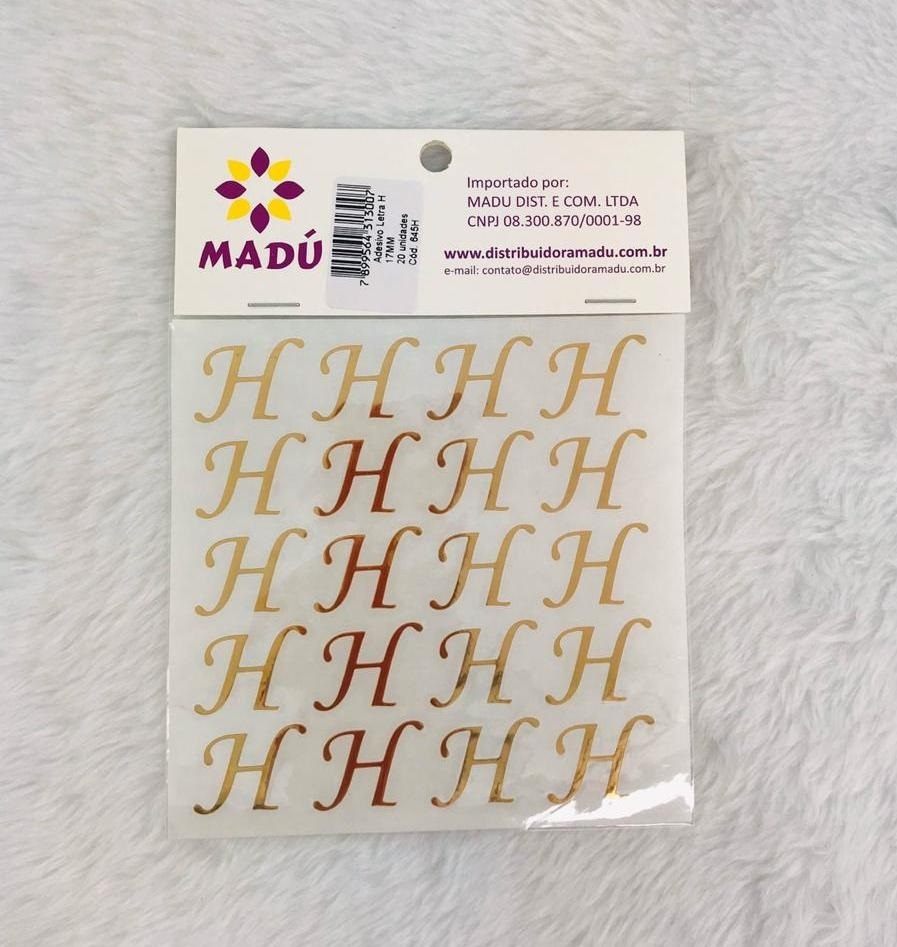 Letra H Adesiva em Cartela - Dourada