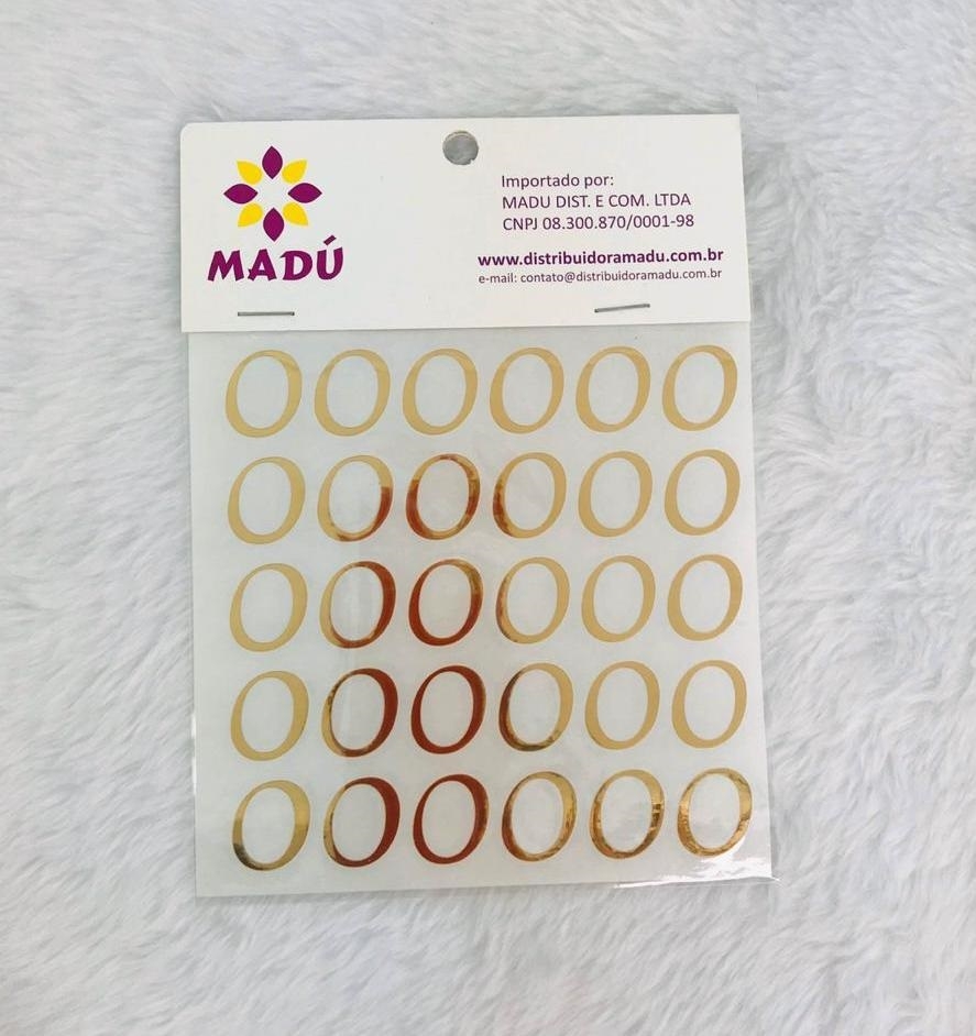 Letra O Adesiva em Cartela - Dourada