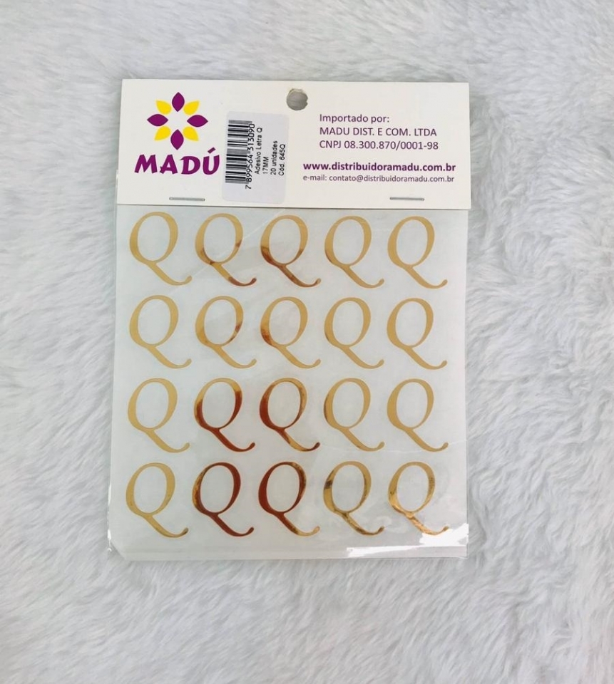 Letra Q Adesiva em Cartela - Dourada