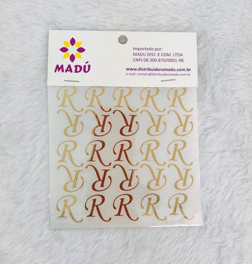 Letra R Adesiva em Cartela - Dourada