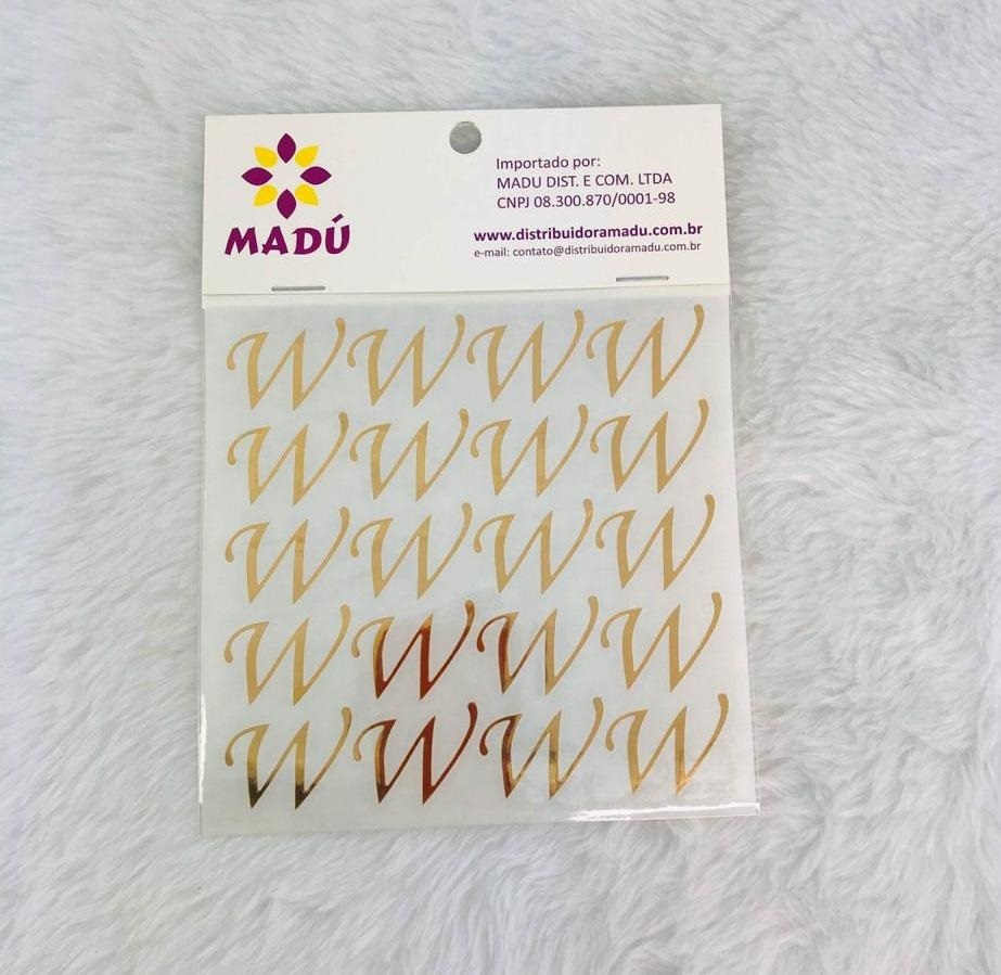 Letra W Adesiva em Cartela - Dourada