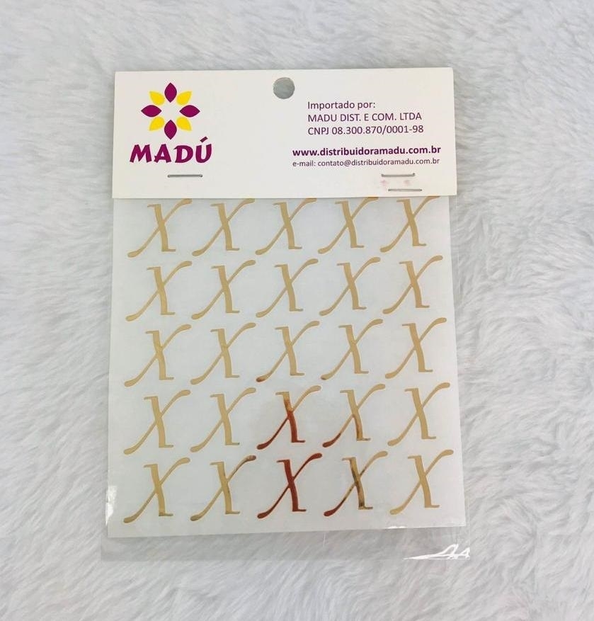 Letra X Adesiva em Cartela - Dourada