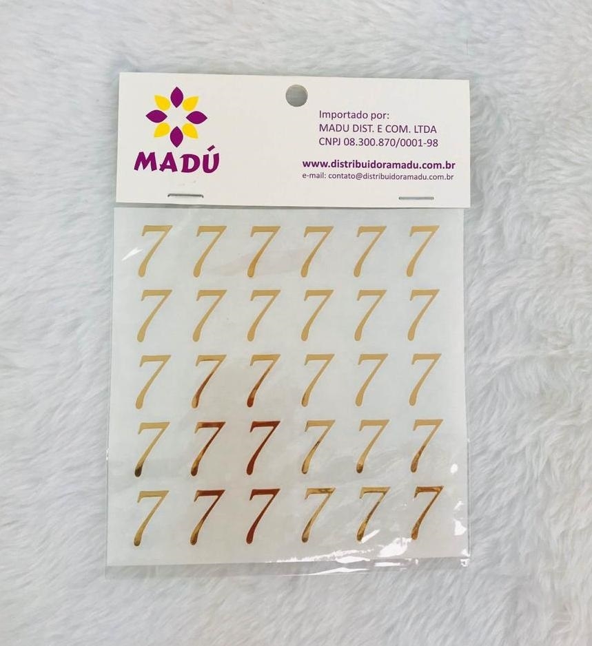 Número 7 Adesivo em Cartela - Dourada