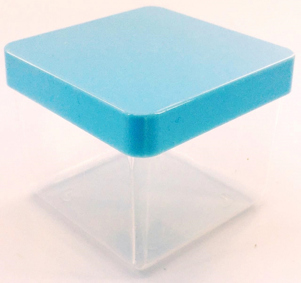 Caixa Acrílica 6x6cm - Tampa Azul Bebê