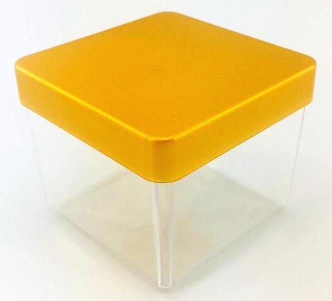 Caixa Acrílica 6x6cm - Tampa Ouro Perolado