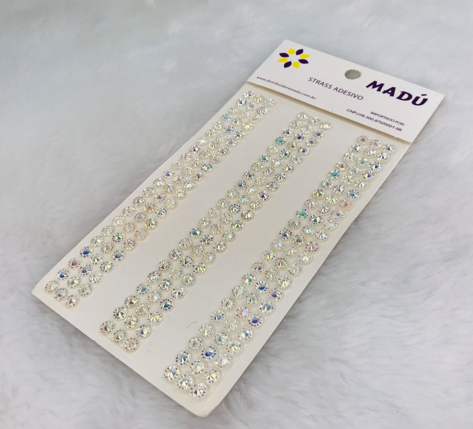 Diamante Adesivo em Cartela 6mm - Irizado