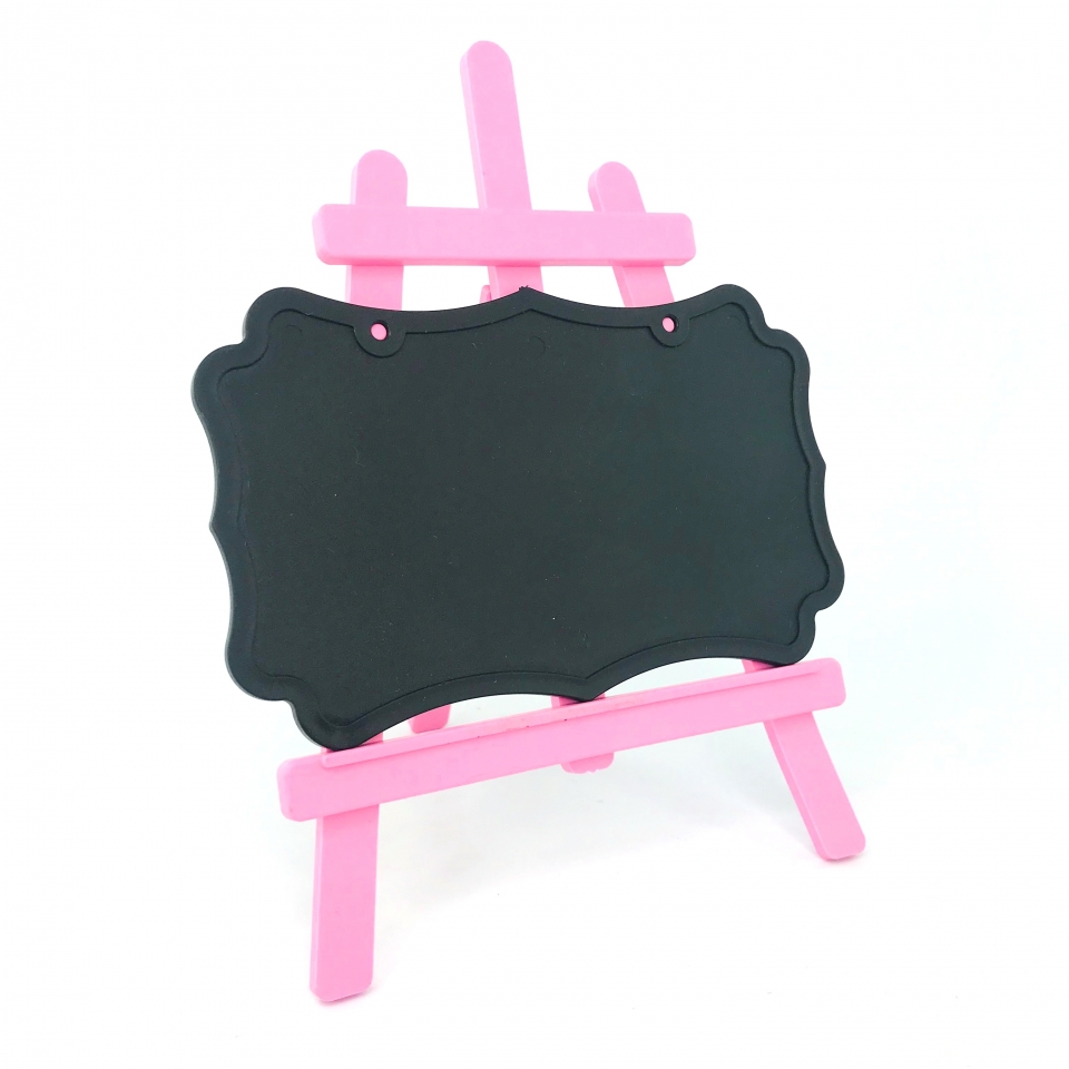 Kit Cavalete Rosa Bebê/Lousa Preta