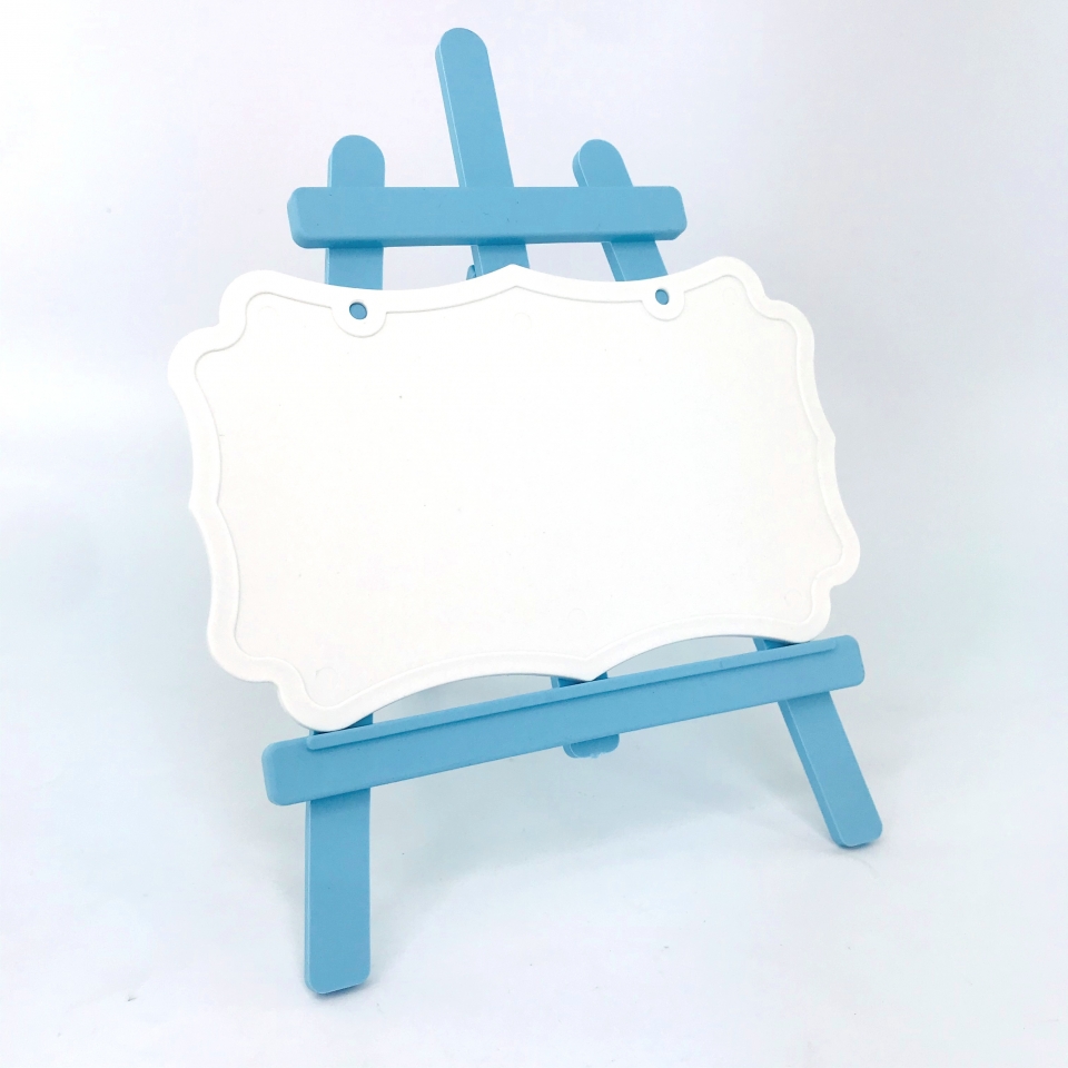 Kit Cavalete Azul Bebê/Lousa Branca