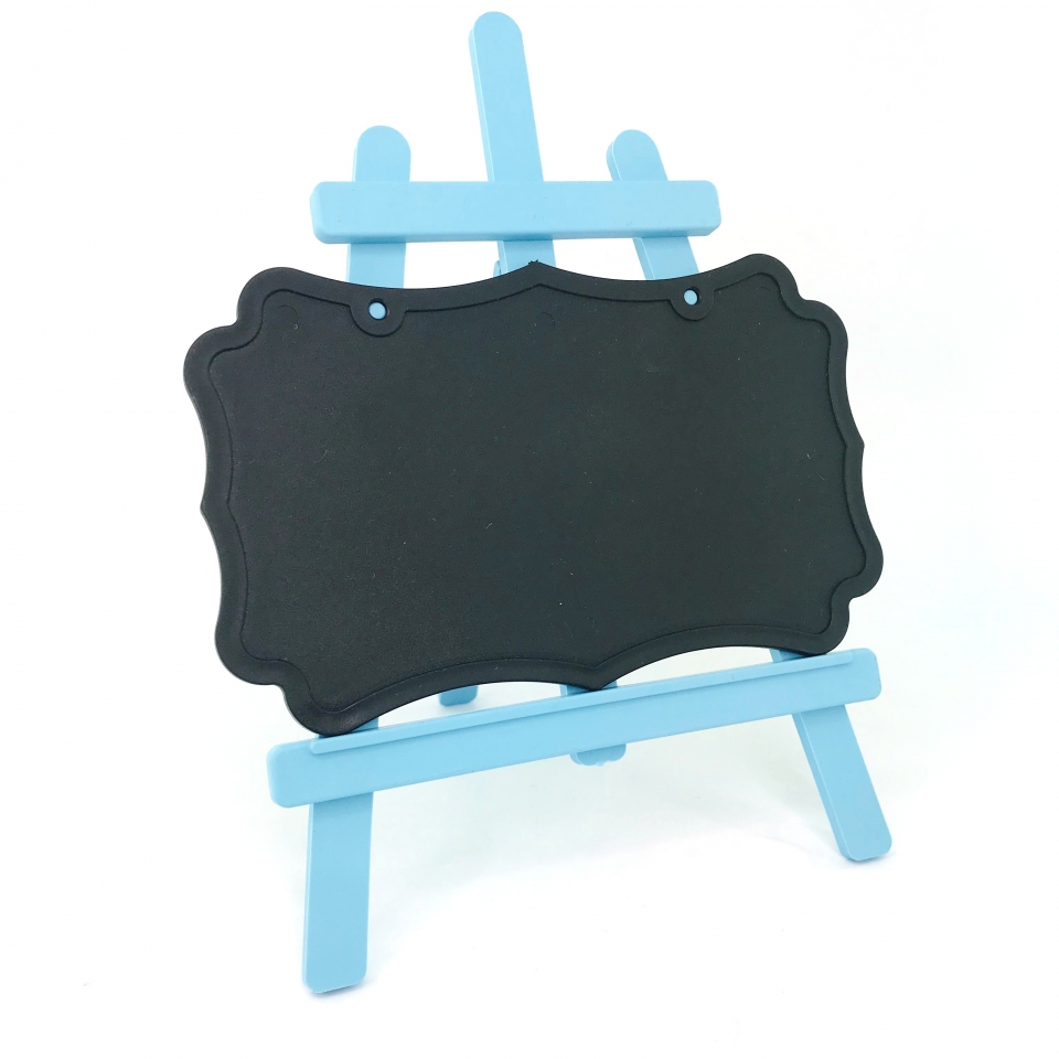 Kit Cavalete Azul Bebê/Lousa Preta