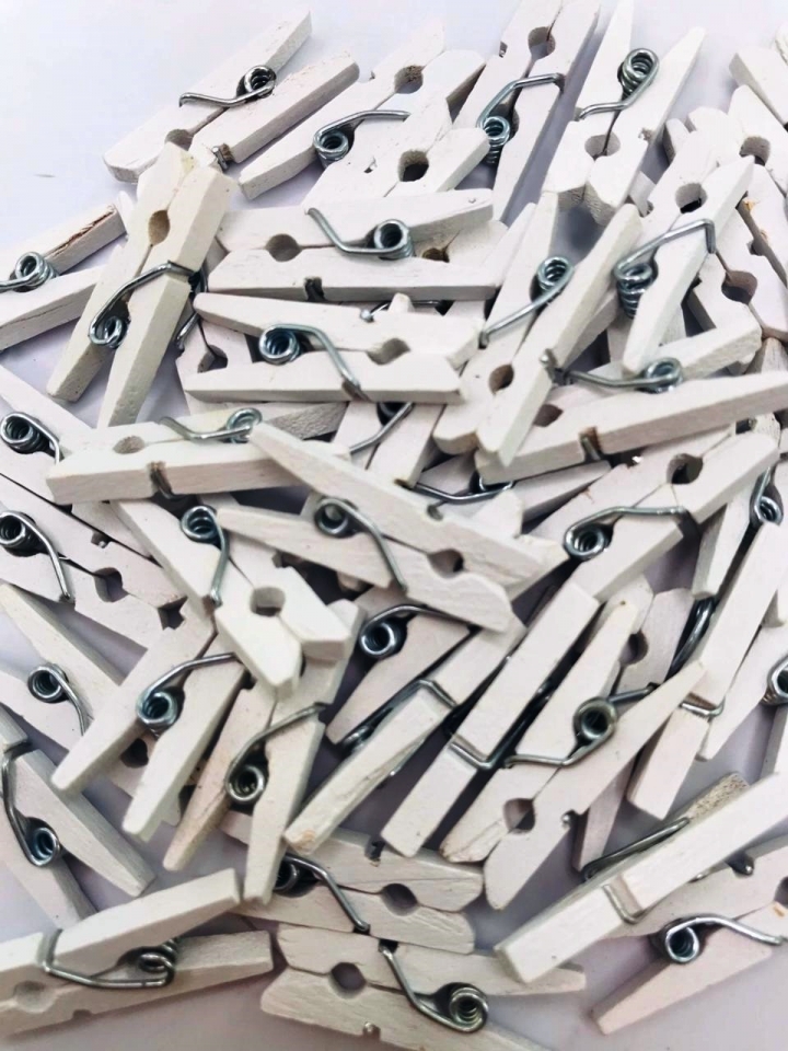 Mini Prendedor de Madeira - Branco