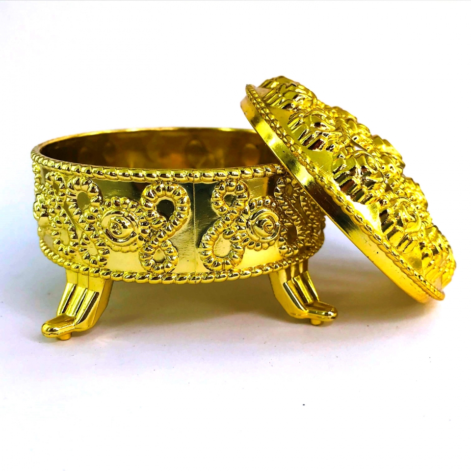 Caixinha Porta Jóia Redondo - Dourado