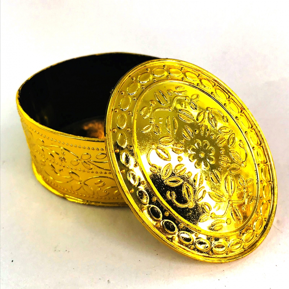 Caixinha Porta Jóia Oval - Dourada