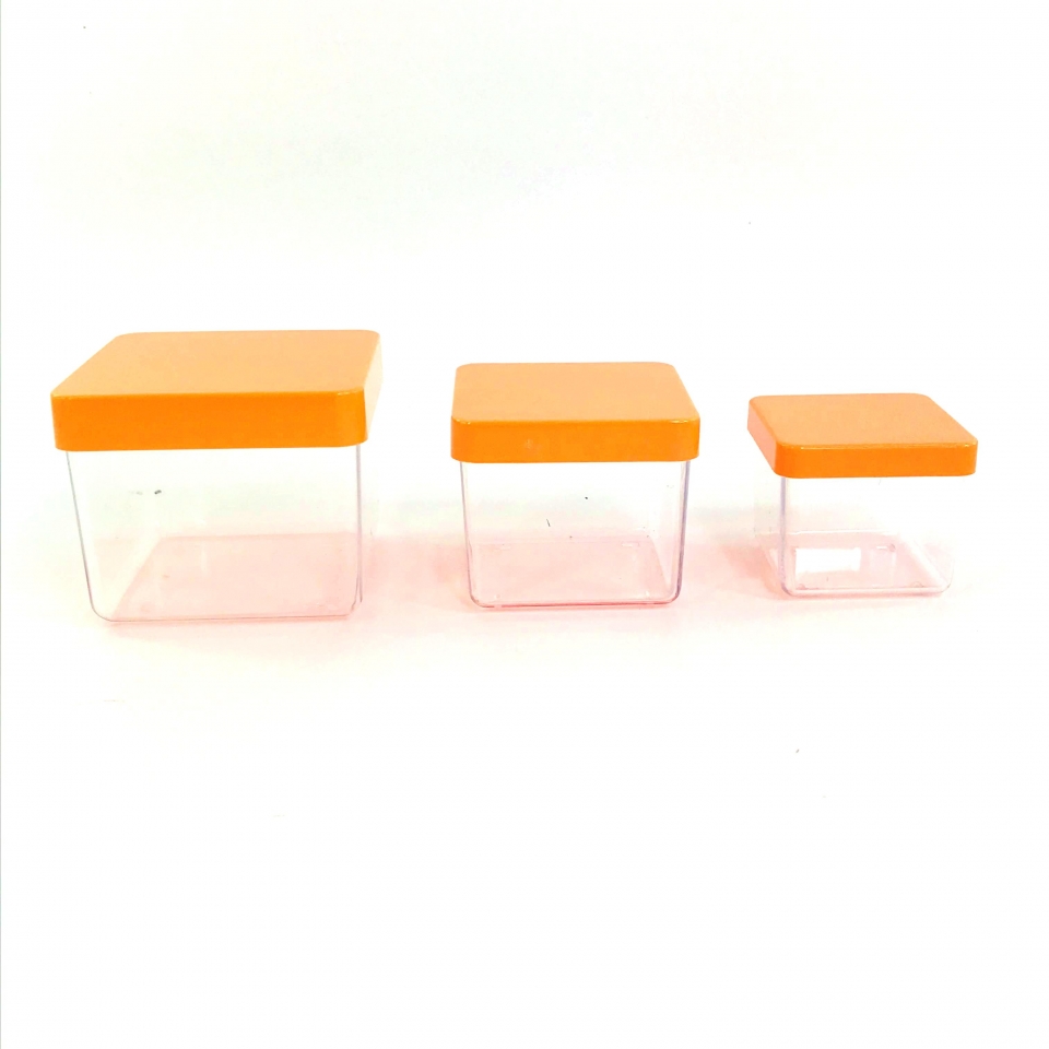 Caixa Acrílica 4x4 cm - Tampa Laranja