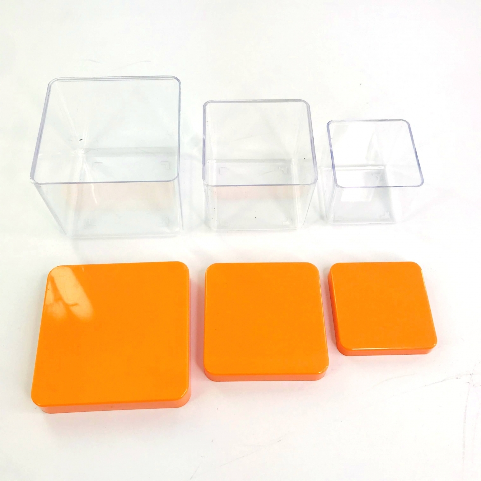 Caixa Acrílica 4x4 cm - Tampa Laranja