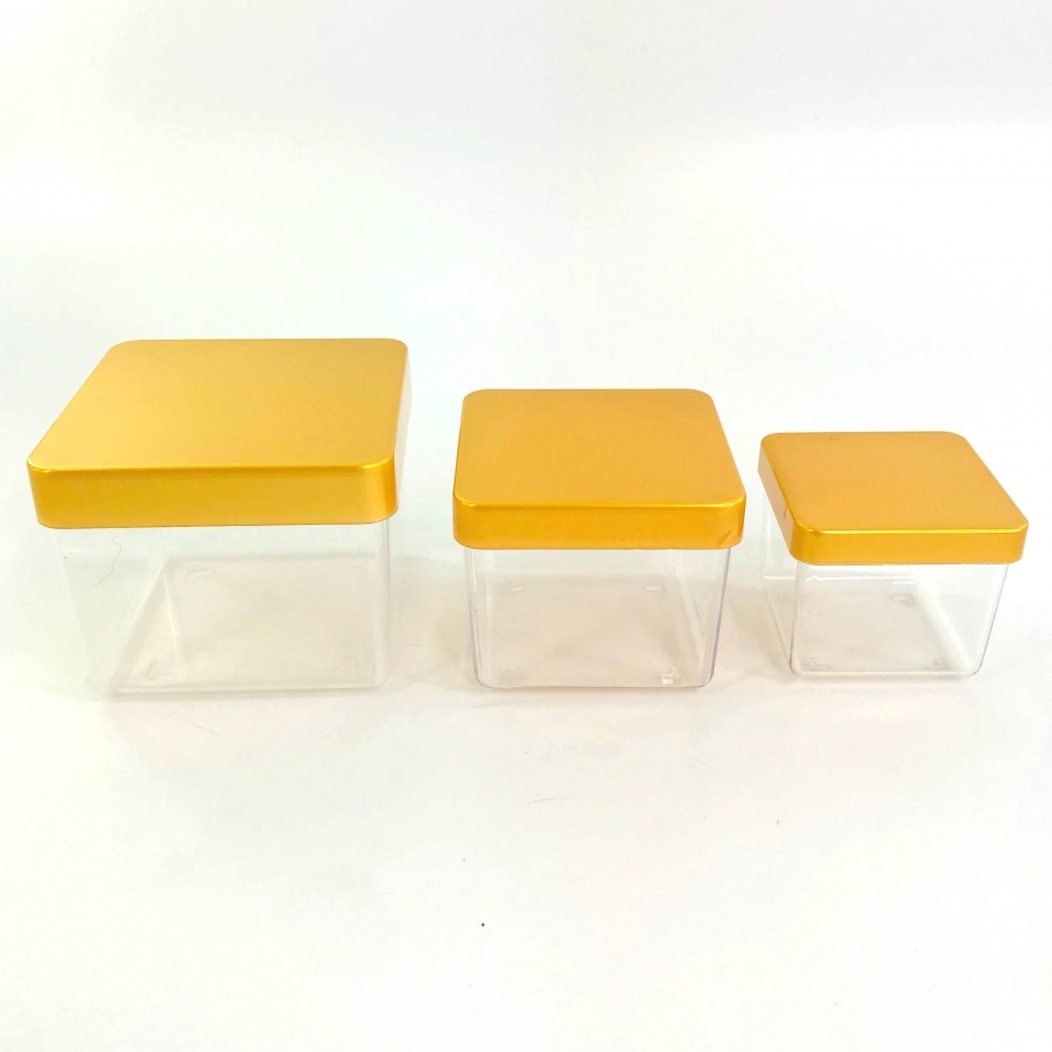 Caixa Acrílica 6x6cm - Tampa Ouro Perolado