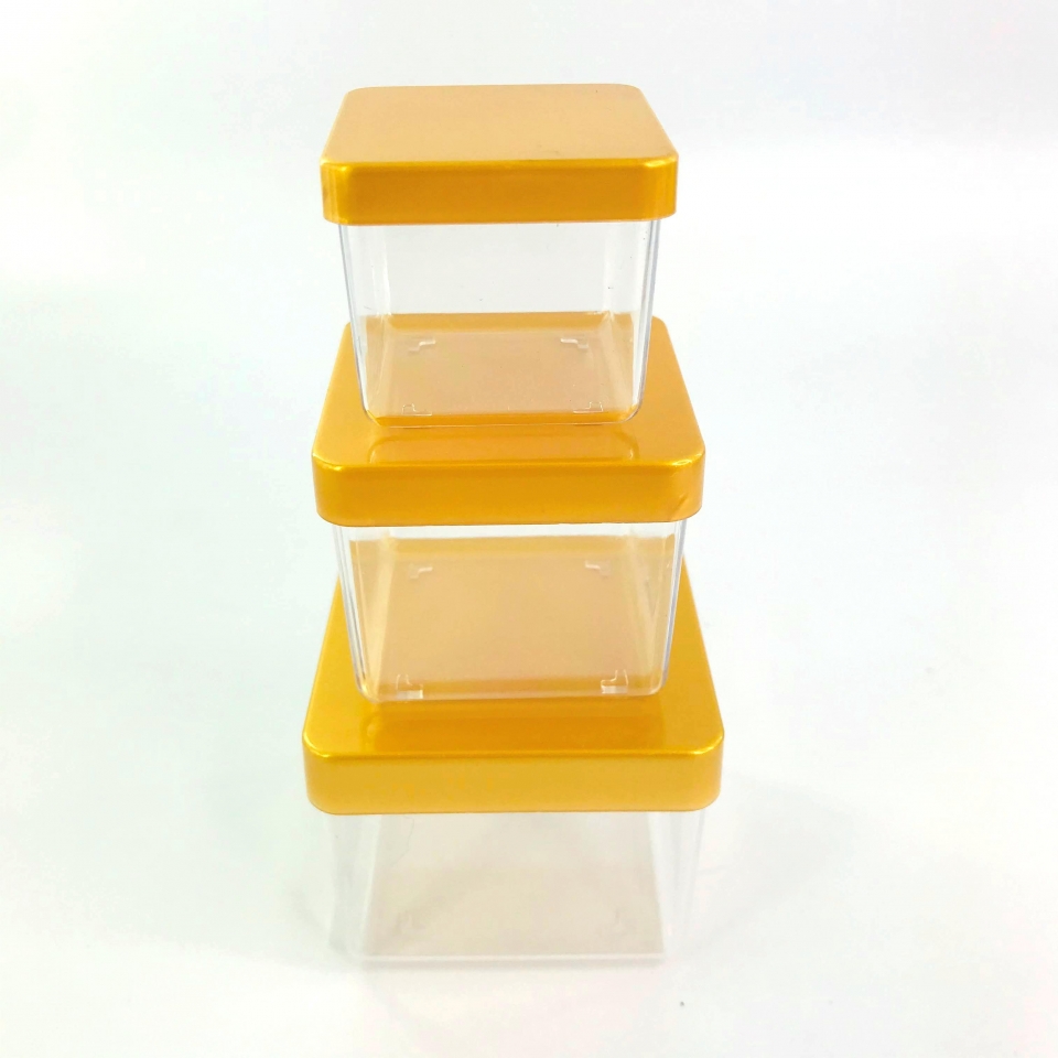 Caixa Acrílica 6x6cm - Tampa Ouro Perolado