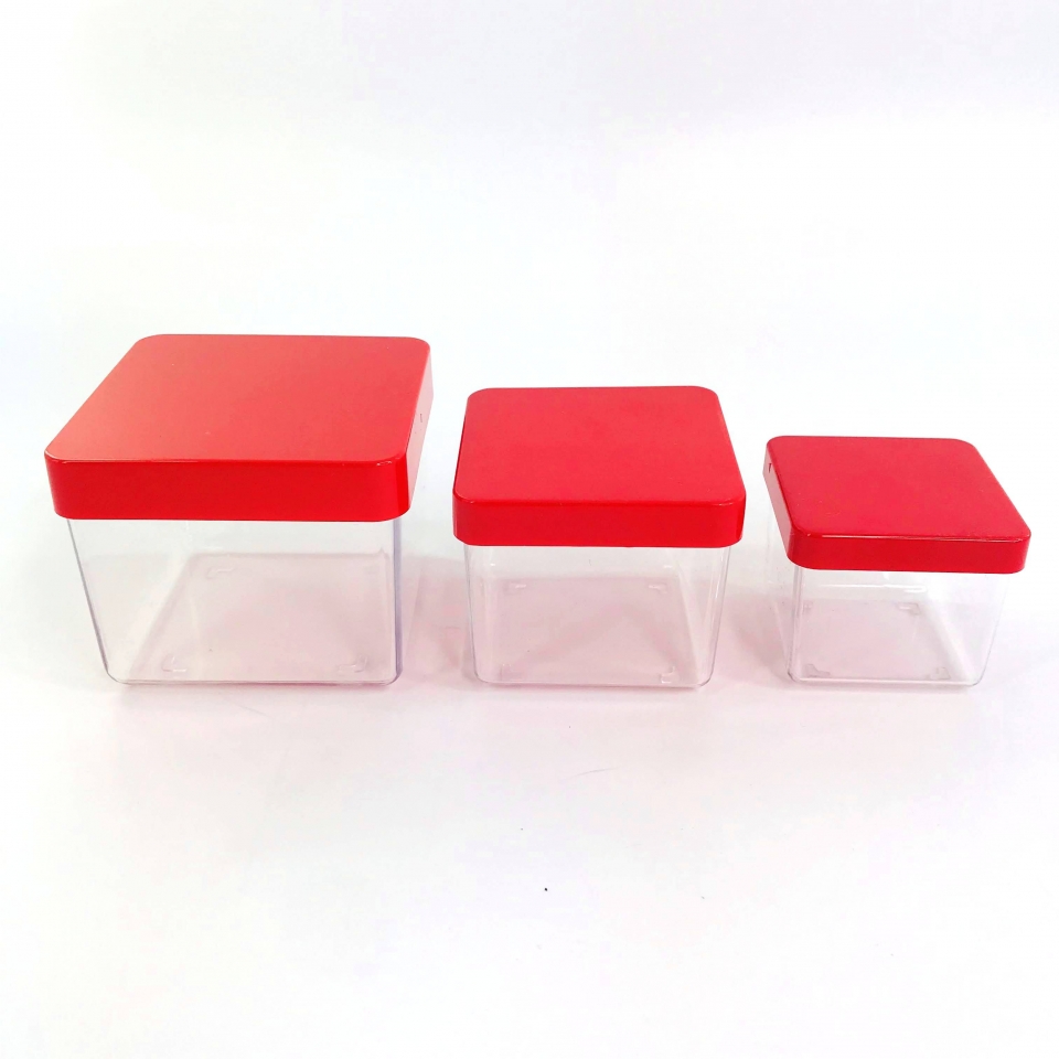 Caixa Acrílica 6x6cm - Tampa Vermelha