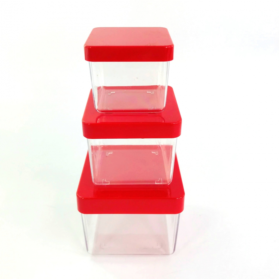 Caixa Acrílica 6x6cm - Tampa Vermelha