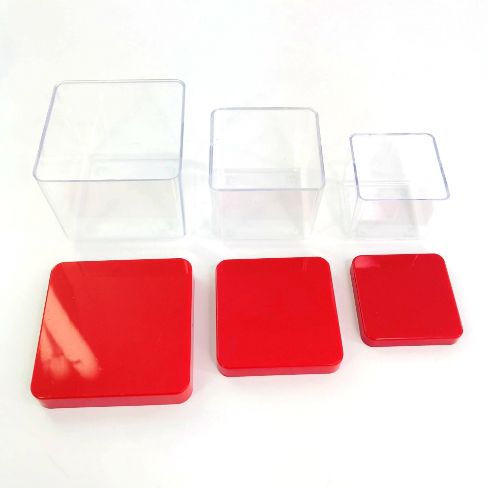 Caixa Acrílica 6x6cm - Tampa Vermelha