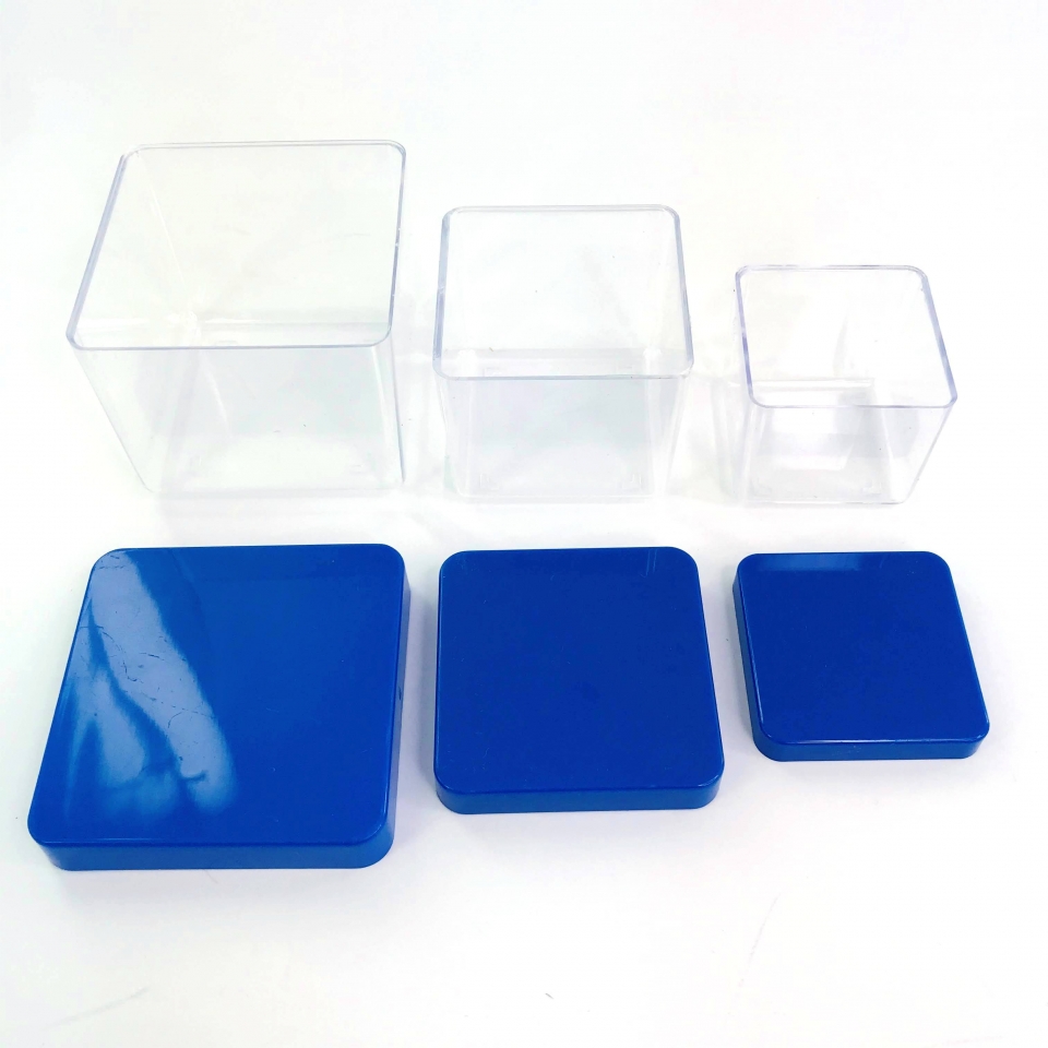 Caixa Acrílica 6x6cm - Tampa Azul Bic