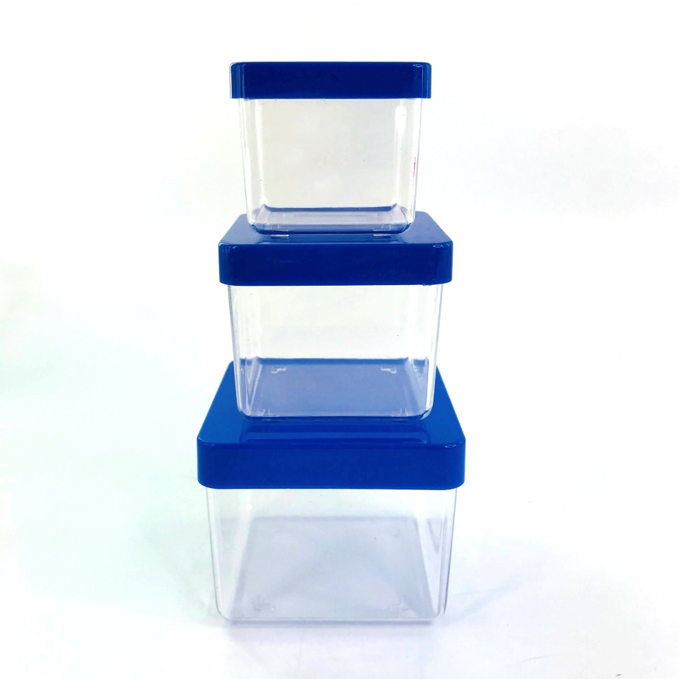 Caixa Acrílica 6x6cm - Tampa Azul Bic