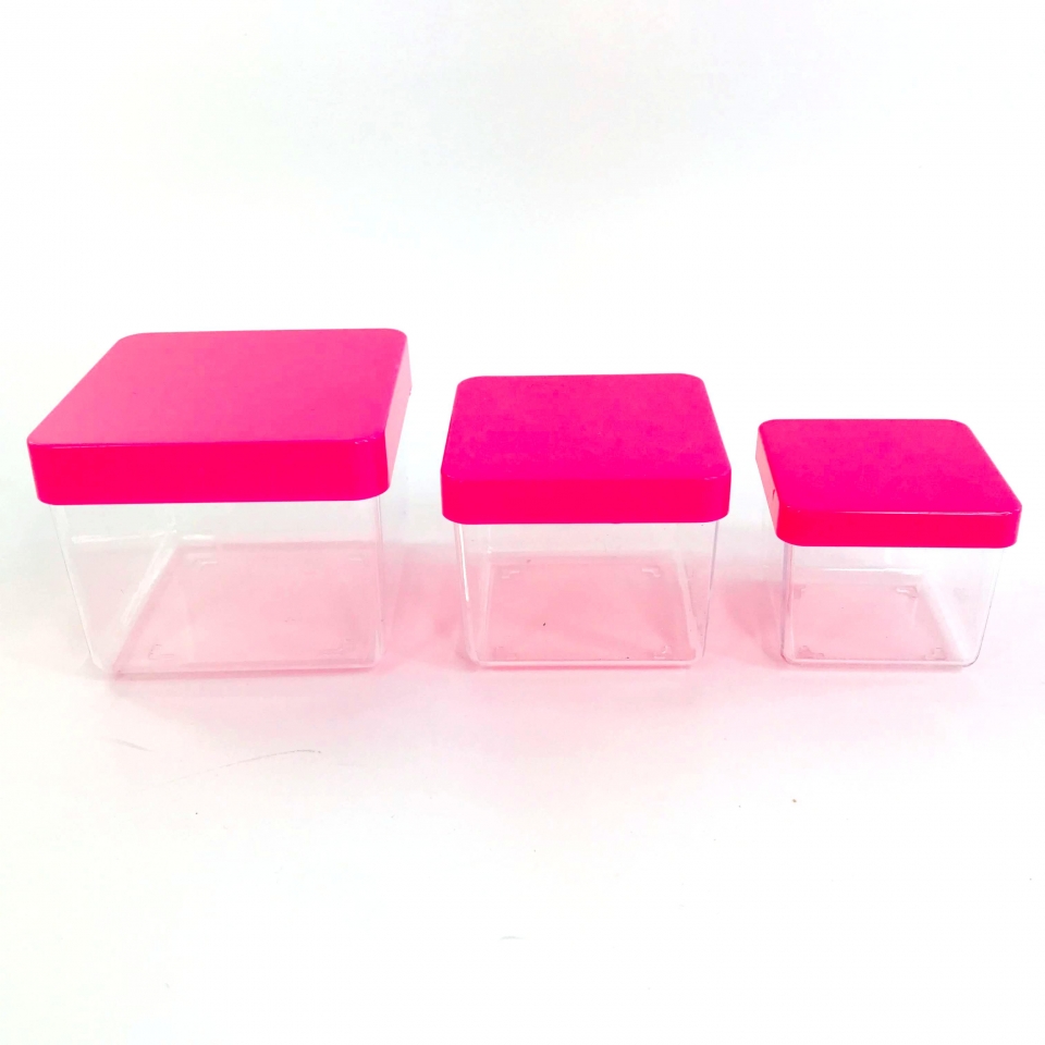 Caixa Acrílica 6x6cm - Tampa Pink