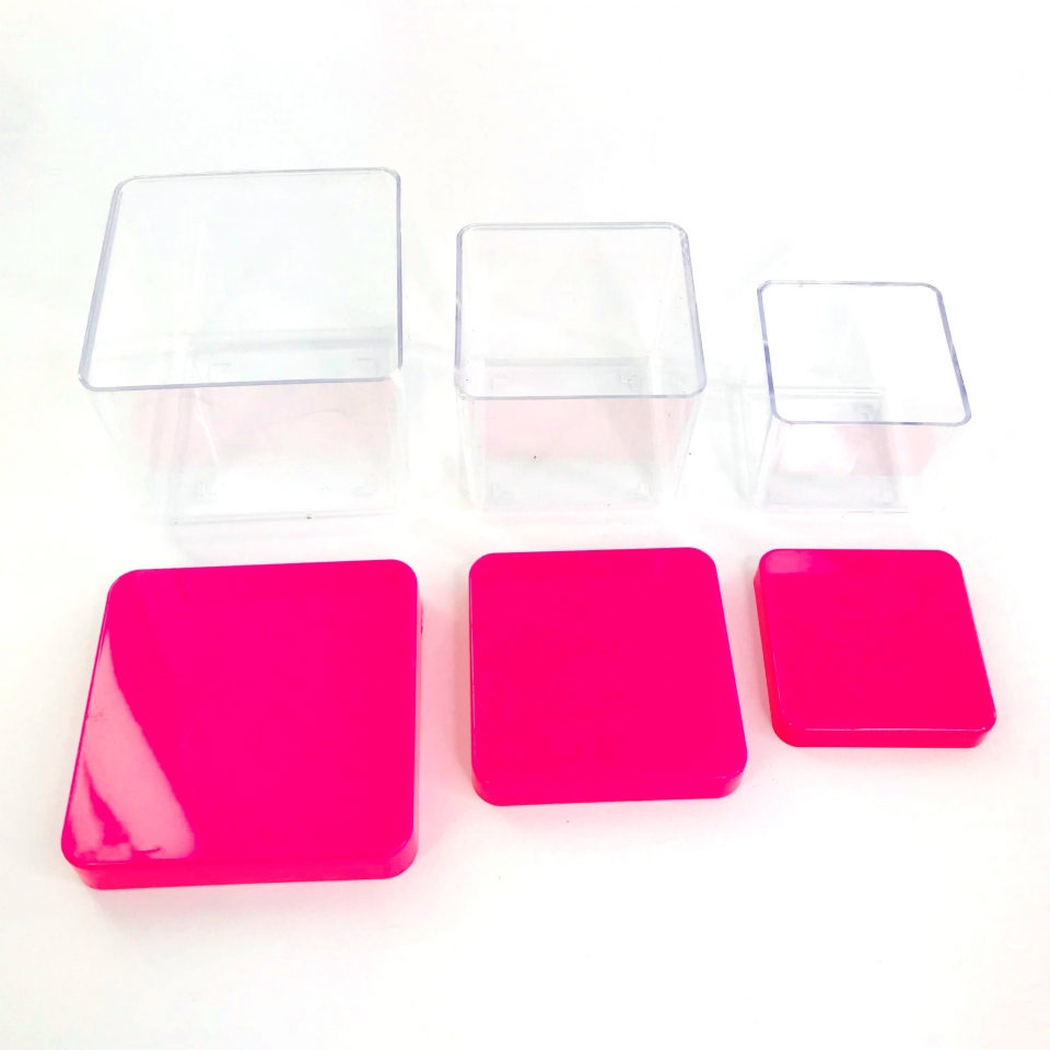 Caixa Acrílica 6x6cm - Tampa Pink