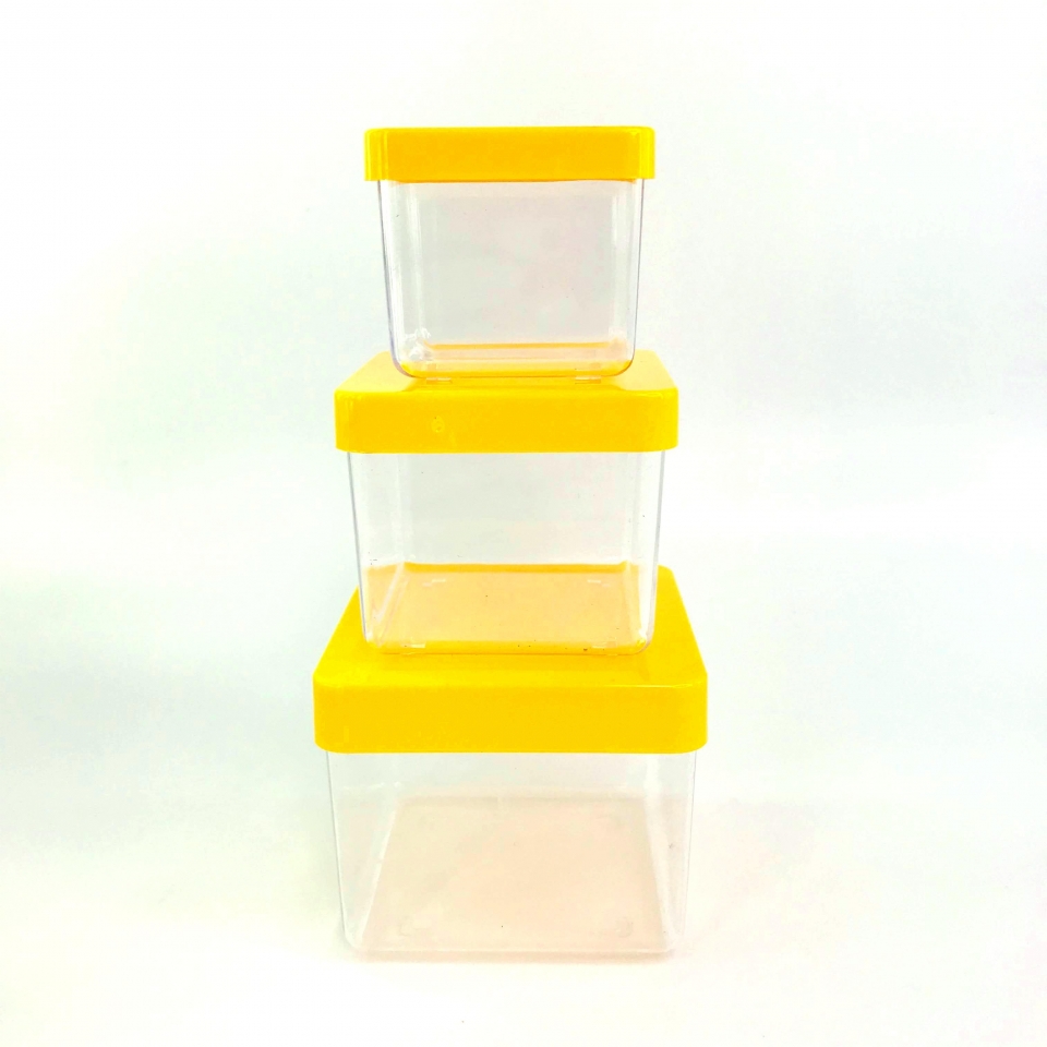 Caixa Acrílica 4x4 cm - Tampa Amarelo