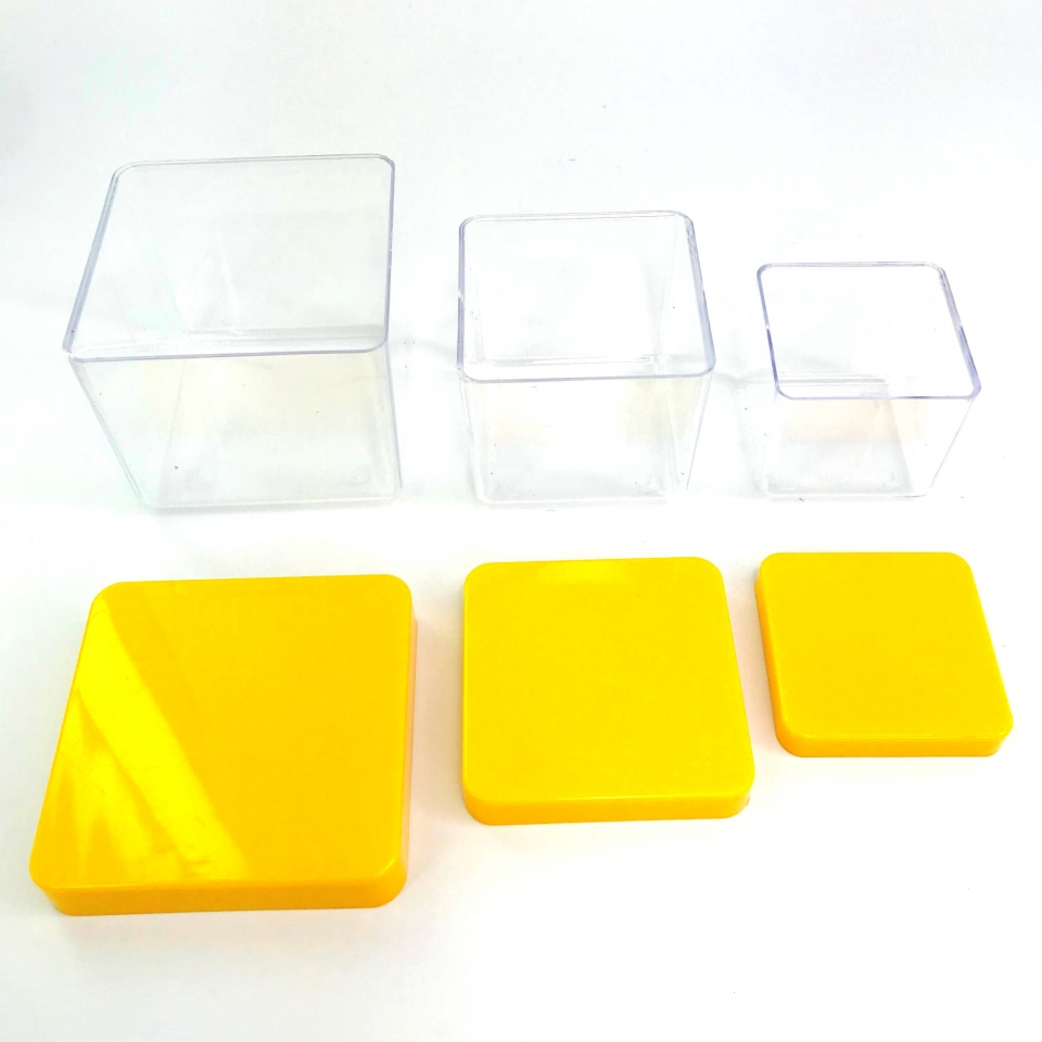 Caixa Acrílica 4x4 cm - Tampa Amarelo