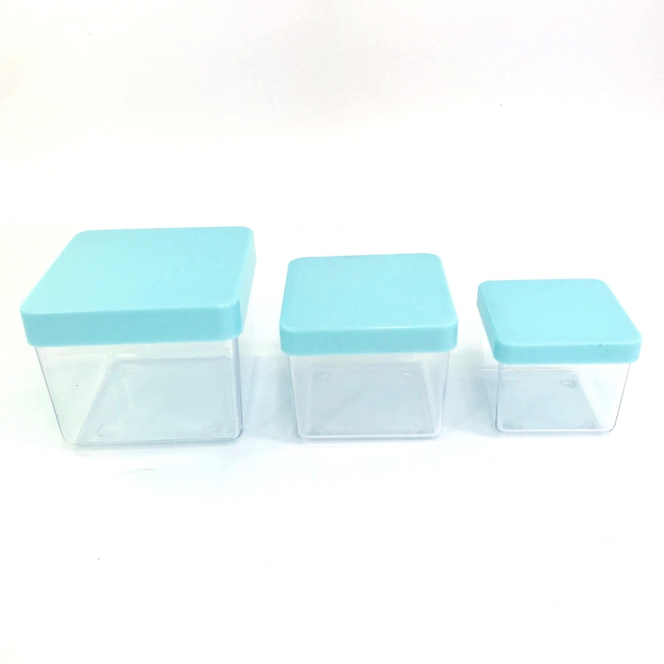 Caixa Acrílica 6x6cm - Tampa Azul Bebê
