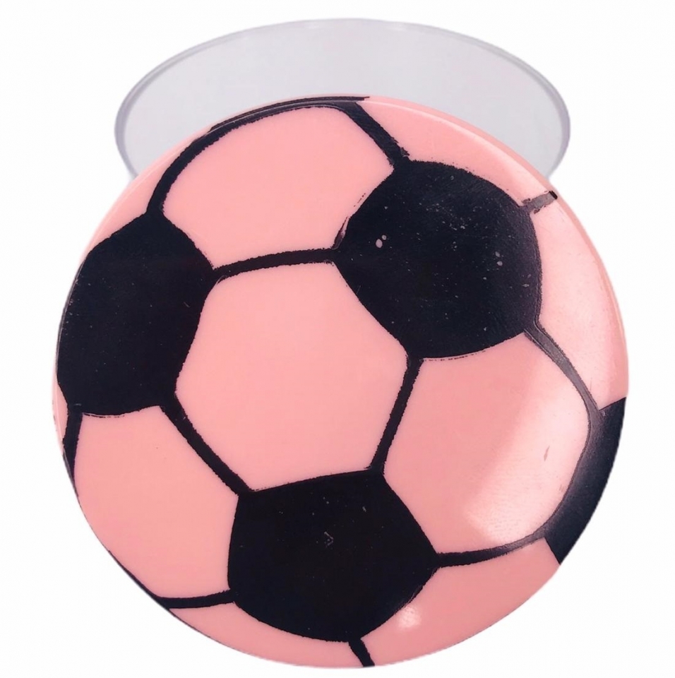 Pote Redondo em Acrílico 5x4cm - Futebol Rosa/Preto