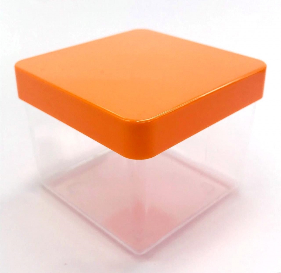 Caixa Acrílica 4x4 cm - Tampa Laranja