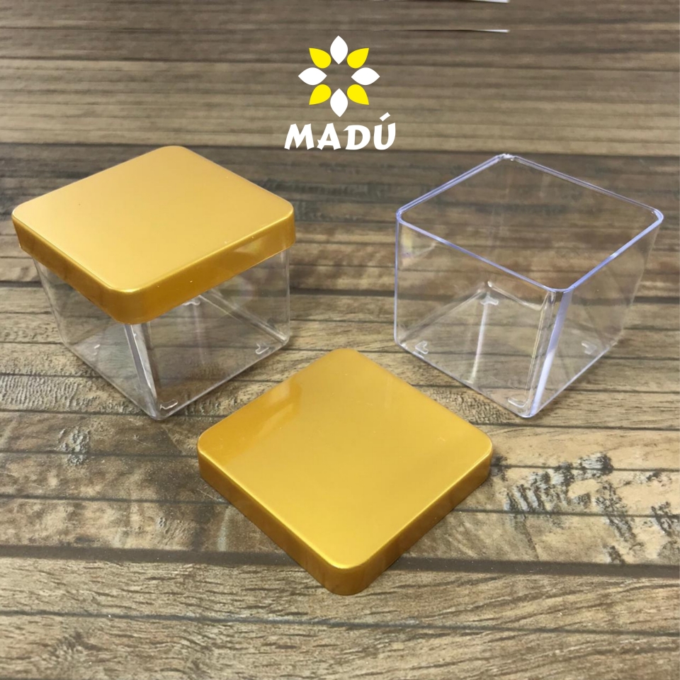 Caixa Acrílica 6x6cm - Tampa Ouro Perolado