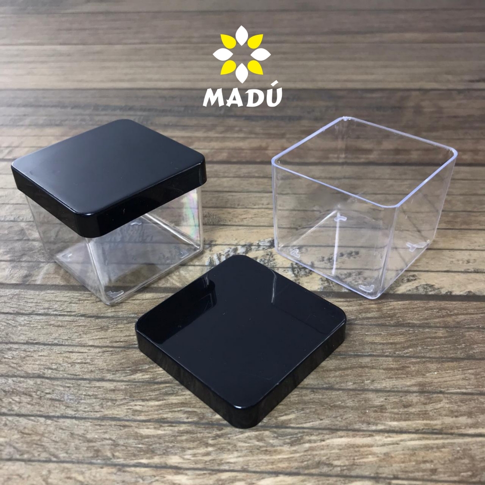 Caixa Acrílica 6x6cm - Tampa Preta