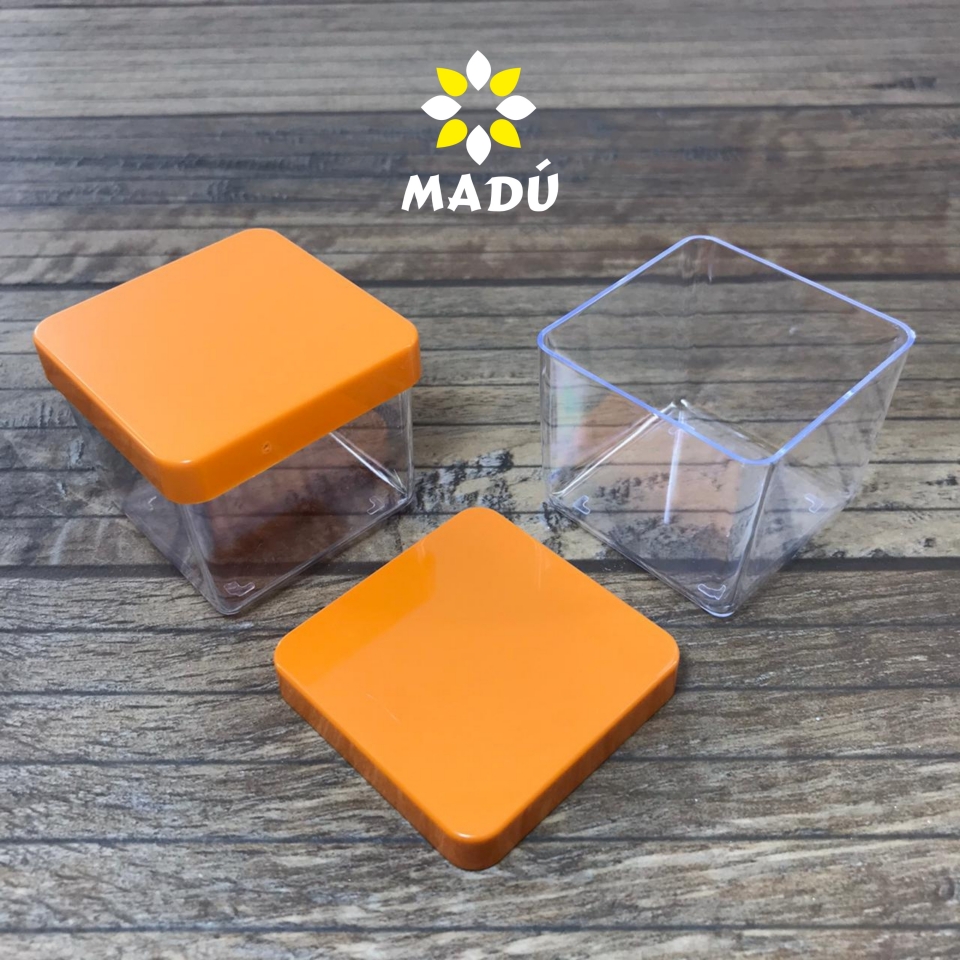 Caixa Acrílica 4x4 cm - Tampa Laranja