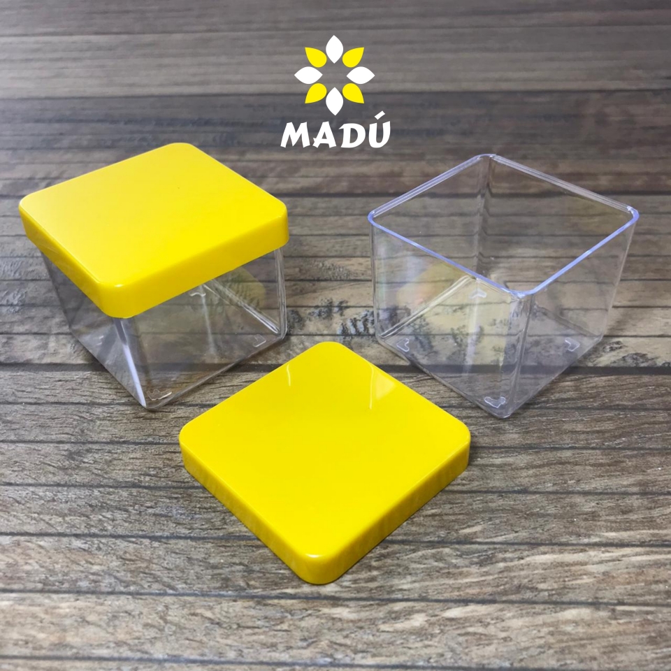 Caixa Acrílica 5x5cm - Tampa Amarela