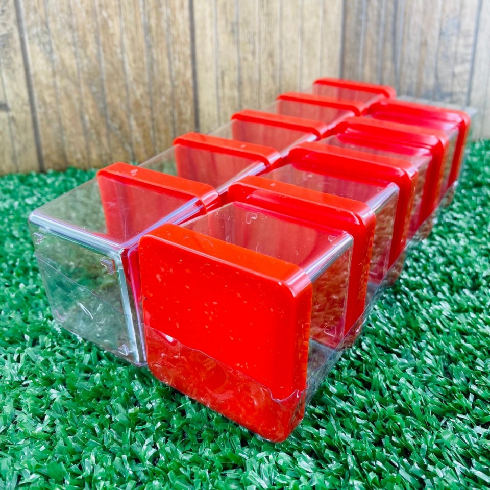 Caixa Acrílica 5x5cm - Tampa Vermelha