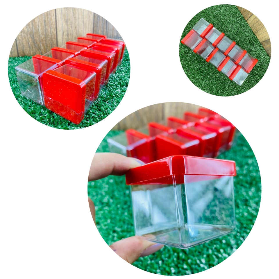 Caixa Acrílica 5x5cm - Tampa Vermelha