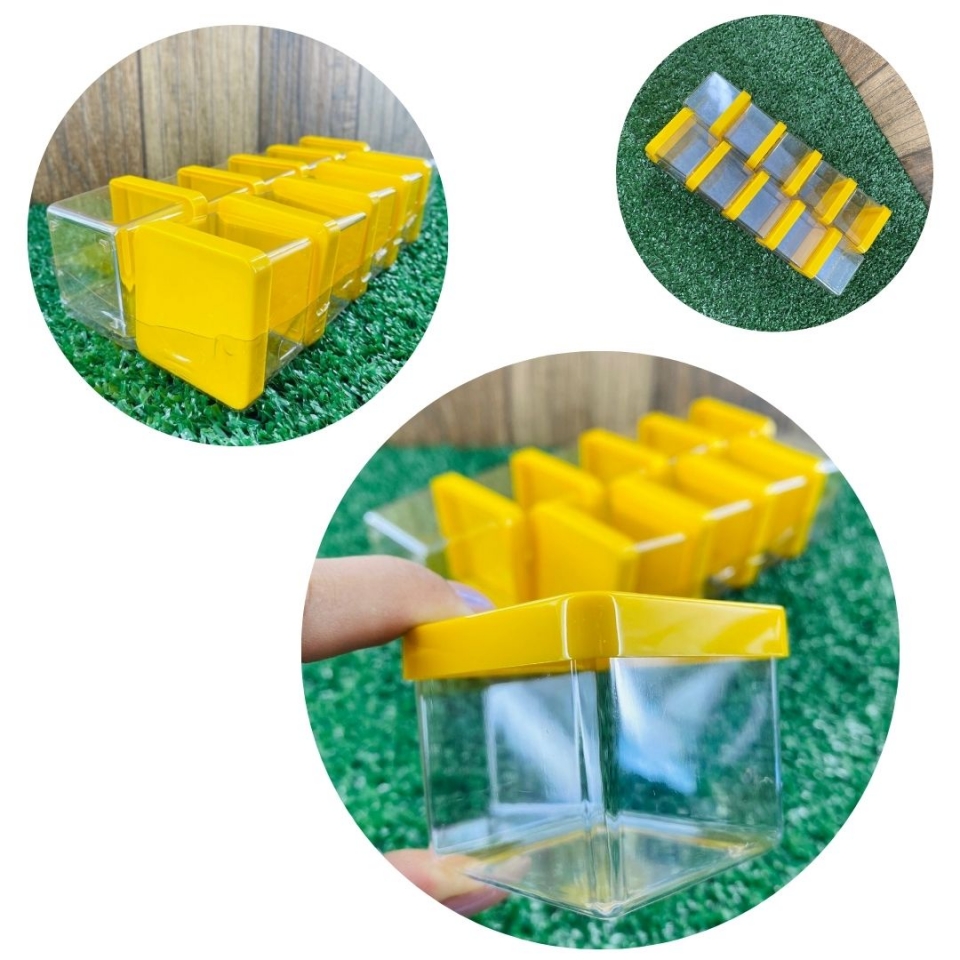 Caixa Acrílica 5x5cm - Tampa Amarela