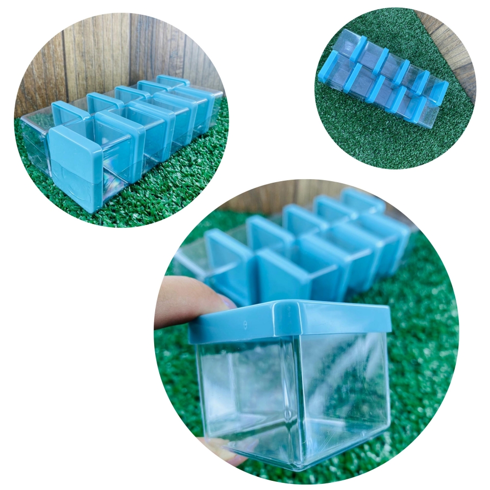 Caixa Acrílica 5x5cm - Tampa Azul Bebê