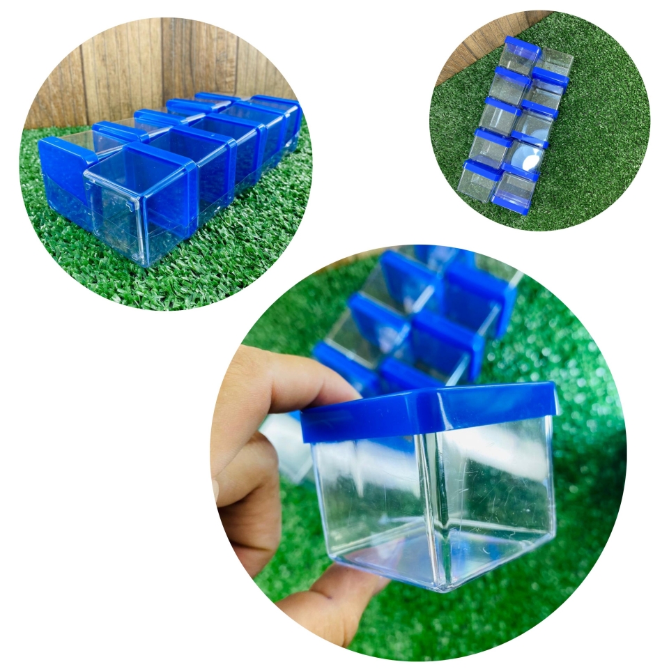Caixa Acrílica 5x5cm - Tampa Azul Bic