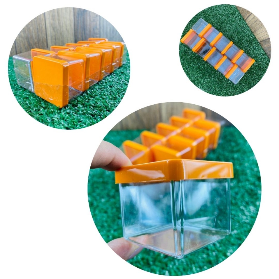 Caixa Acrílica 5x5cm - Tampa Laranja